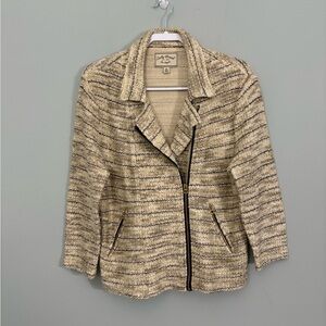 Lucky Brand Neutral Knit Moto Cardigan Jacket – Size XL